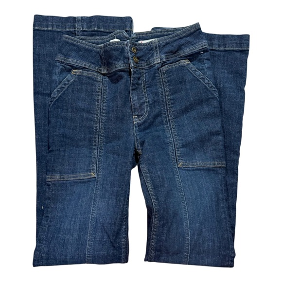 Anthropologie Pilcro High Rise Bootcut Flare Leg Jeans Sz 27 Dark Rinse - Picture 5 of 7